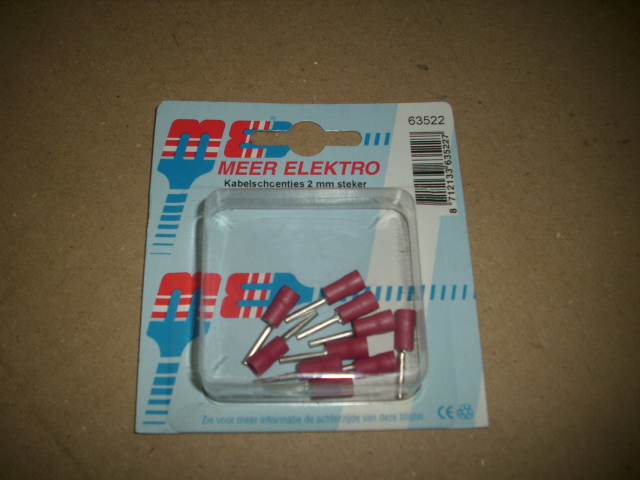 kabelschoentjes 2 mm steker (meer electro) doos van 10stuks